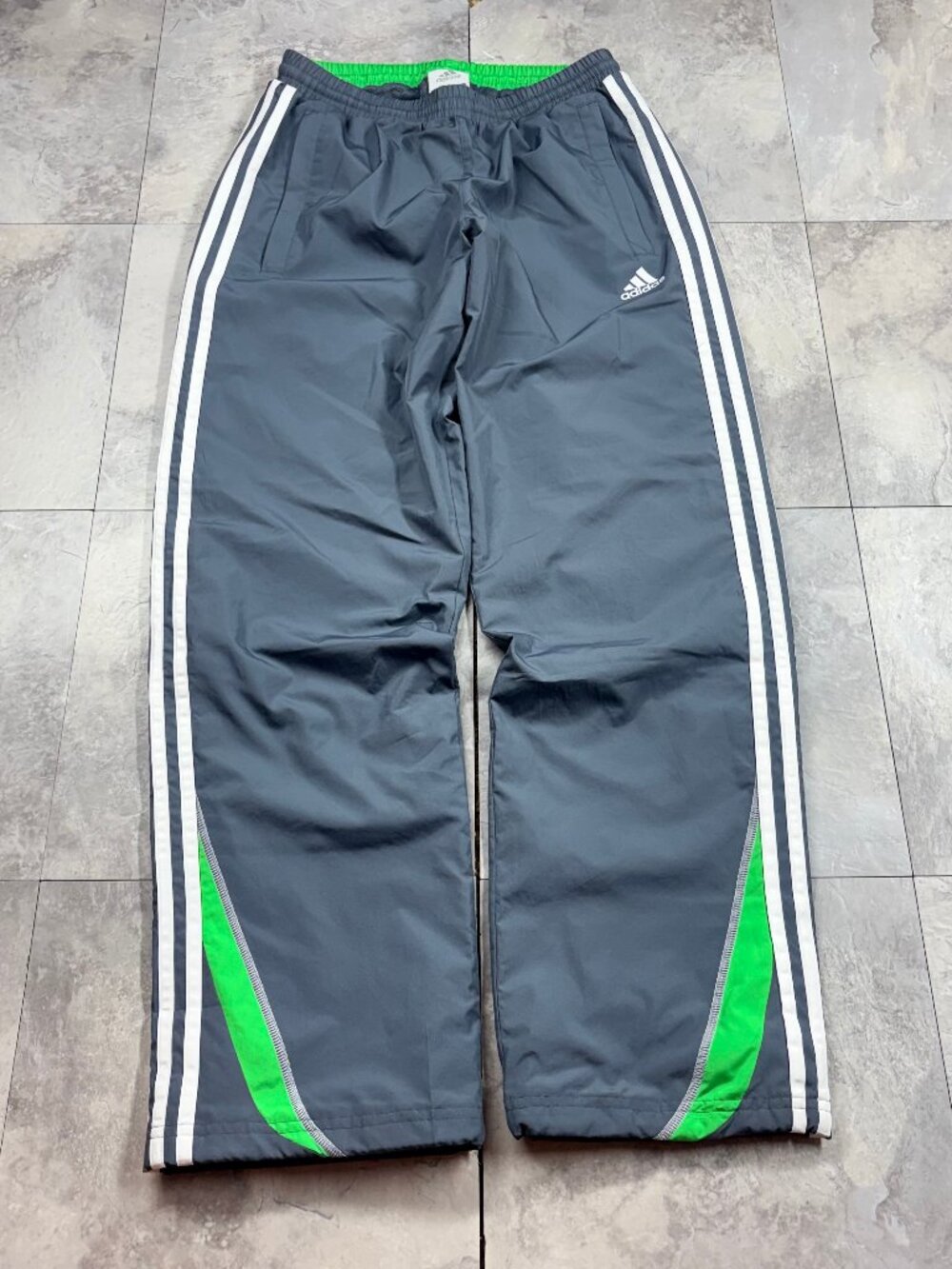 adidas Vintage Y2K Track Pants Men's S Gray Green 3 Stripe Baggy